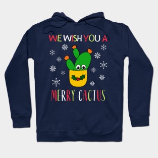 We Wish You A Merry Cactus - Opuntia Microdasys Cactus In Christmas Holly Pot Hoodie